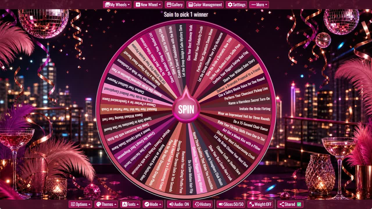Bachelorette Party Dare Wheel