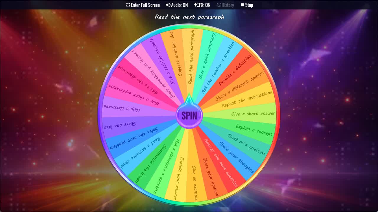 Classroom Participation Wheel