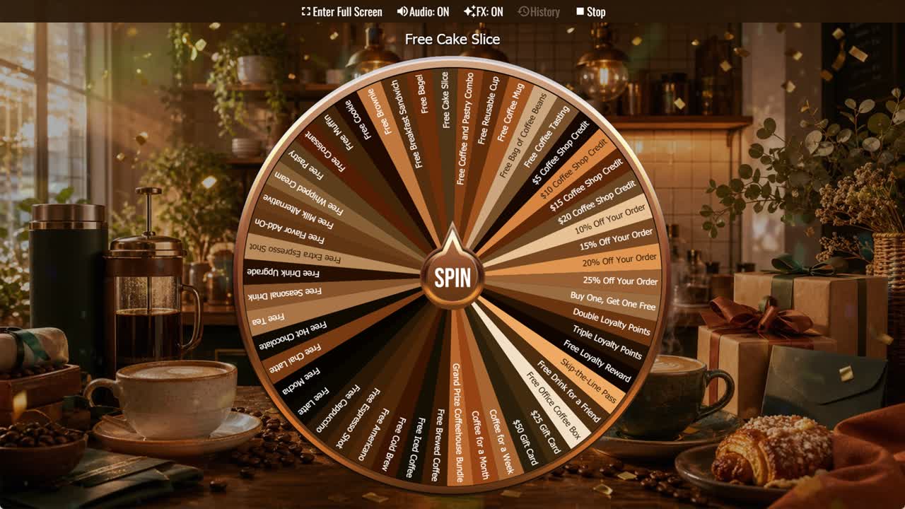 Coffee Shop Giveaway Wheel