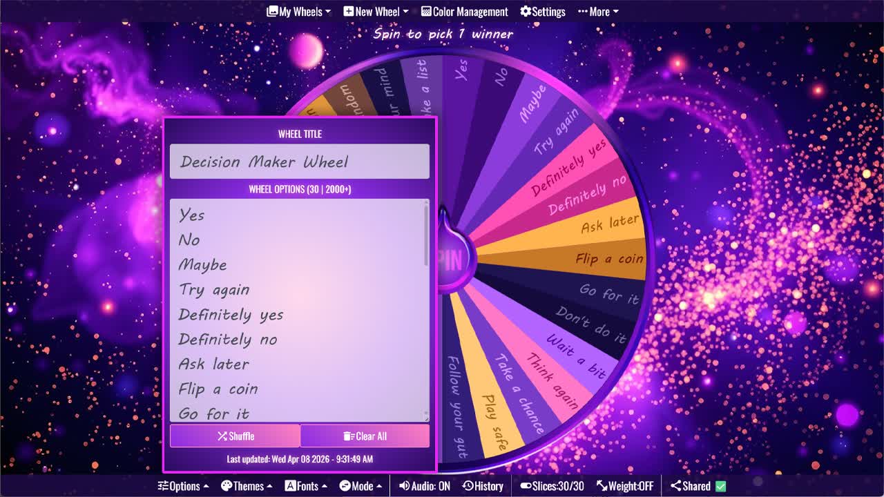 Decision Maker Wheel Random Decision Generator