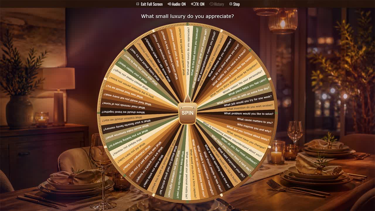 Dinner Conversation Starter Wheel