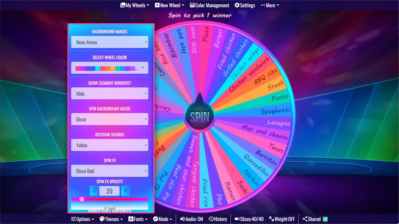 Dinner Decision Wheel