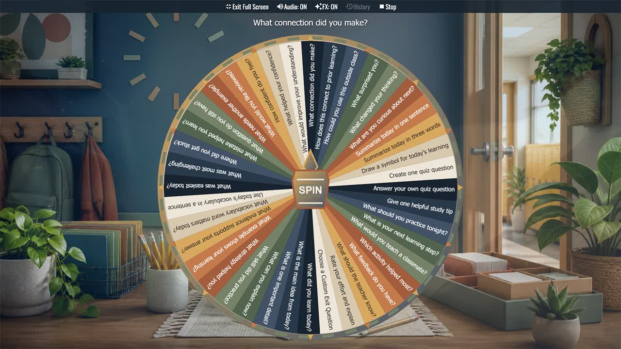 Exit Ticket Question Wheel