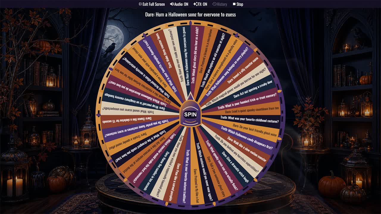 Halloween Truth or Dare Wheel