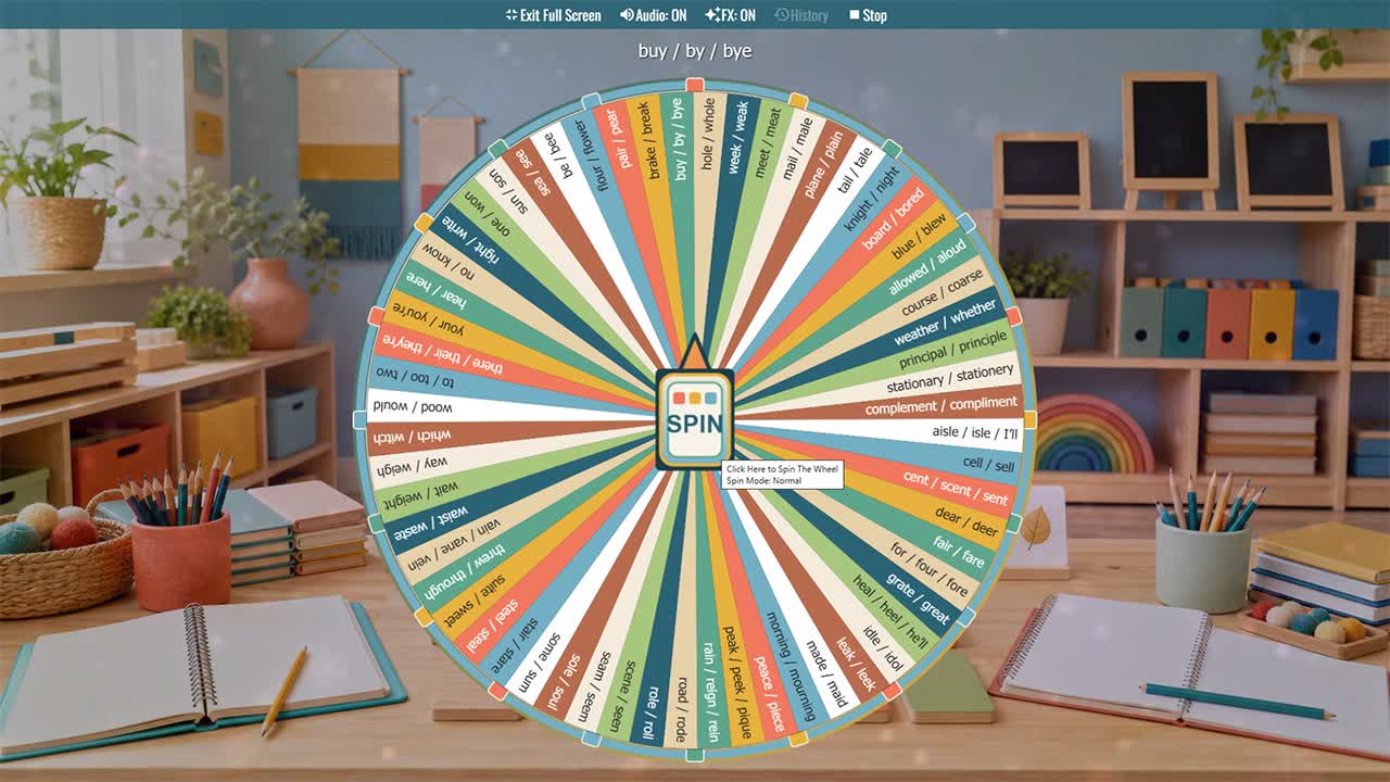 Homophone Practice Wheel