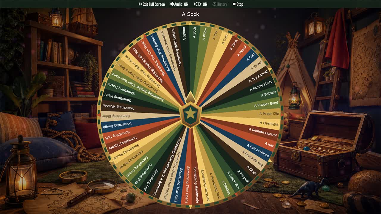 Indoor Scavenger Hunt Wheel