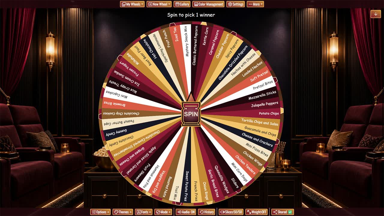 Movie Night Snack Wheel