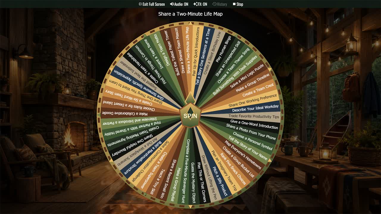 New Team Icebreaker Activity Wheel