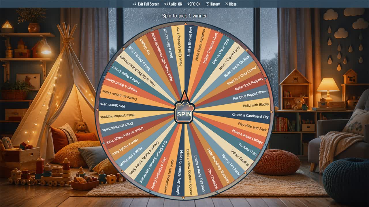 Rainy Day Activity Wheel for Kids