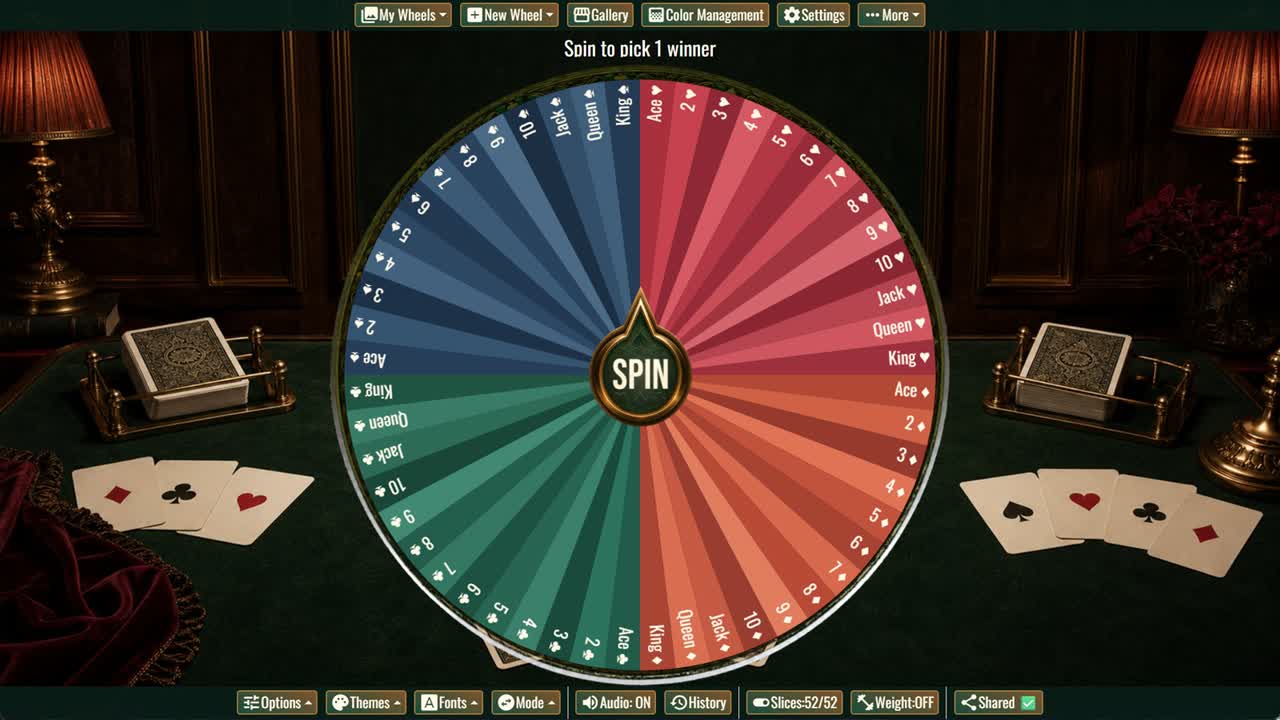 Random Playing Card Picker Wheel