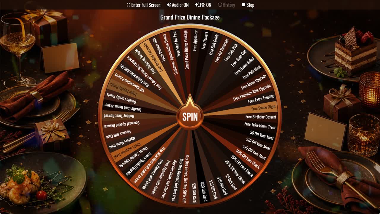 Restaurant Giveaway Wheel