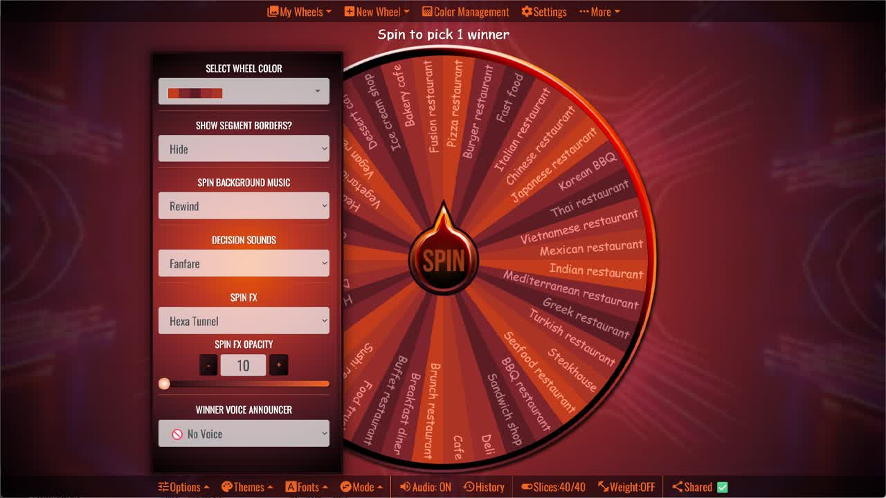 Restaurant Picker Wheel