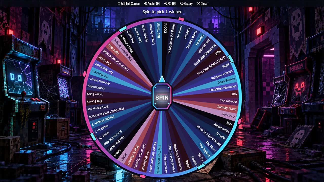 Roblox Horror Games Wheel
