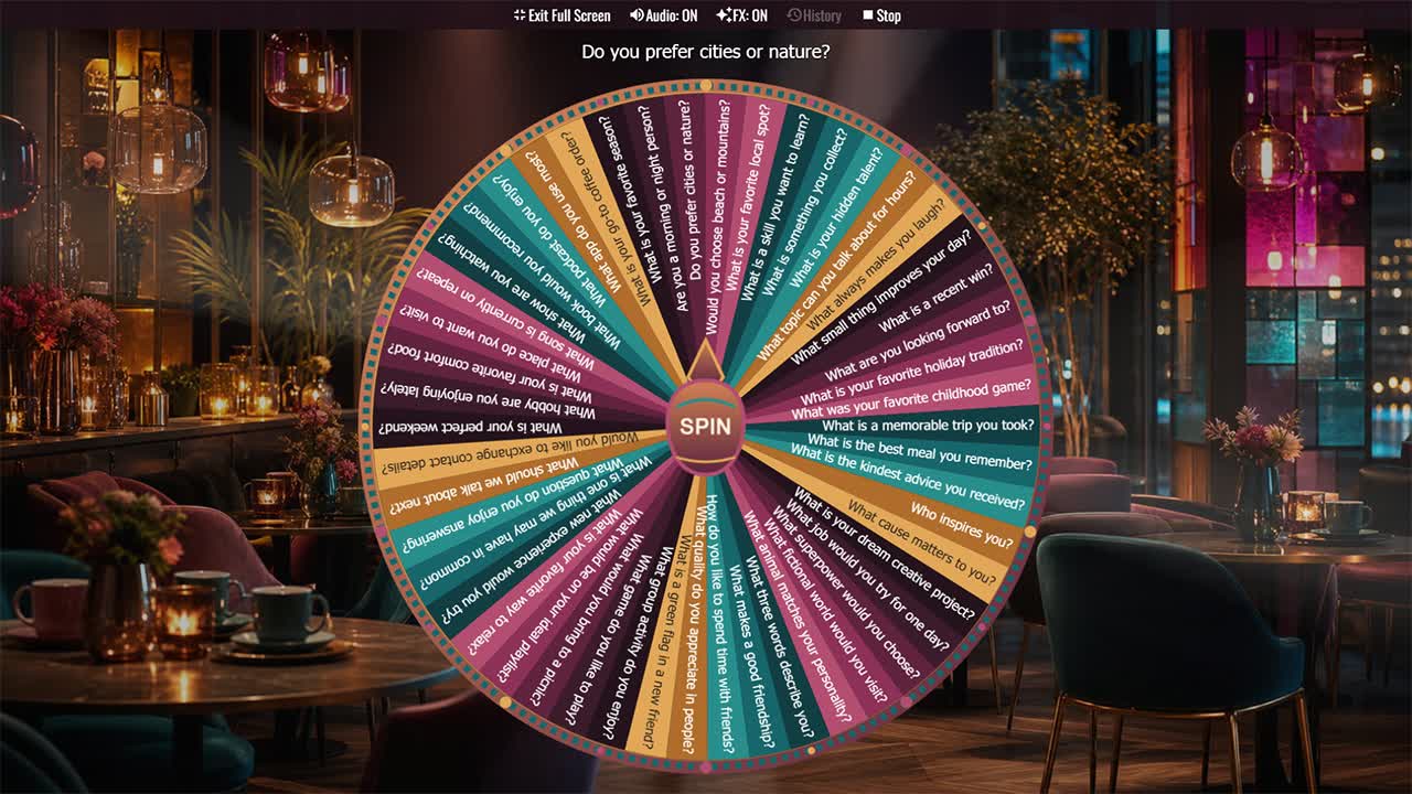 Speed Friending Question Wheel
