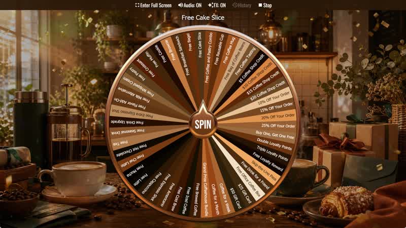 Coffee Shop Giveaway Wheel