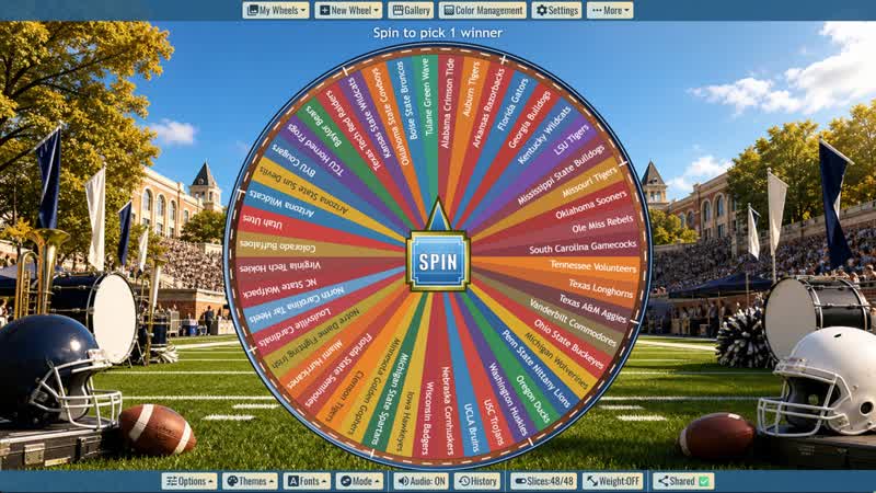 College Football Team Picker Wheel