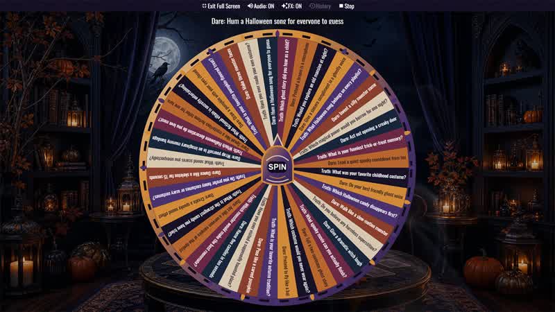 Halloween Truth or Dare Wheel