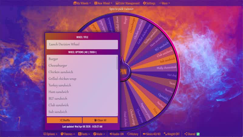 Lunch Decision Wheel