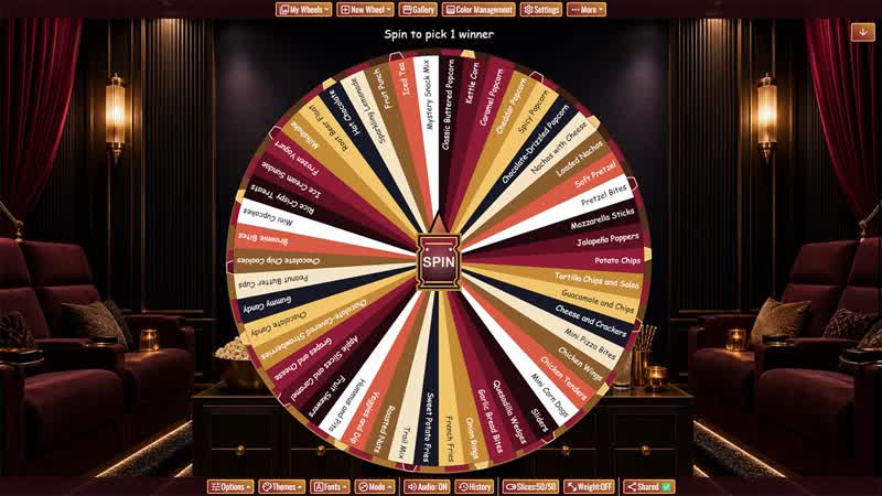 Movie Night Snack Wheel