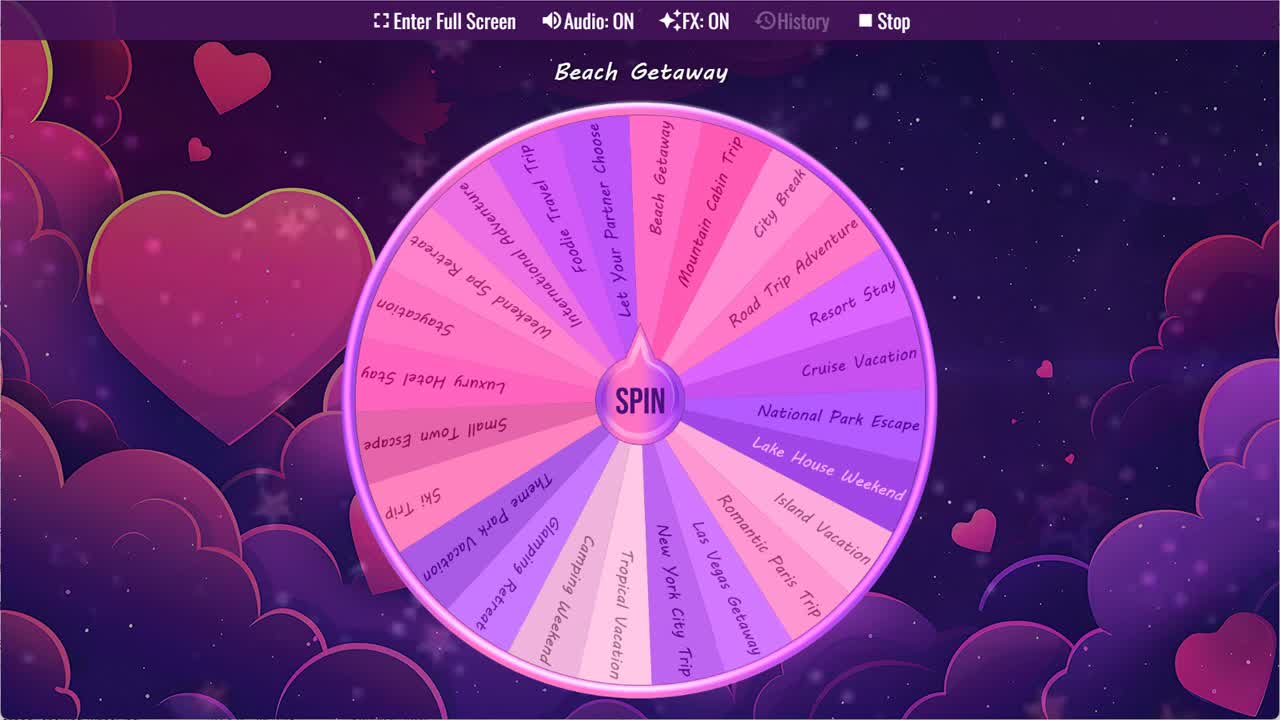 Vacation Ideas Wheel