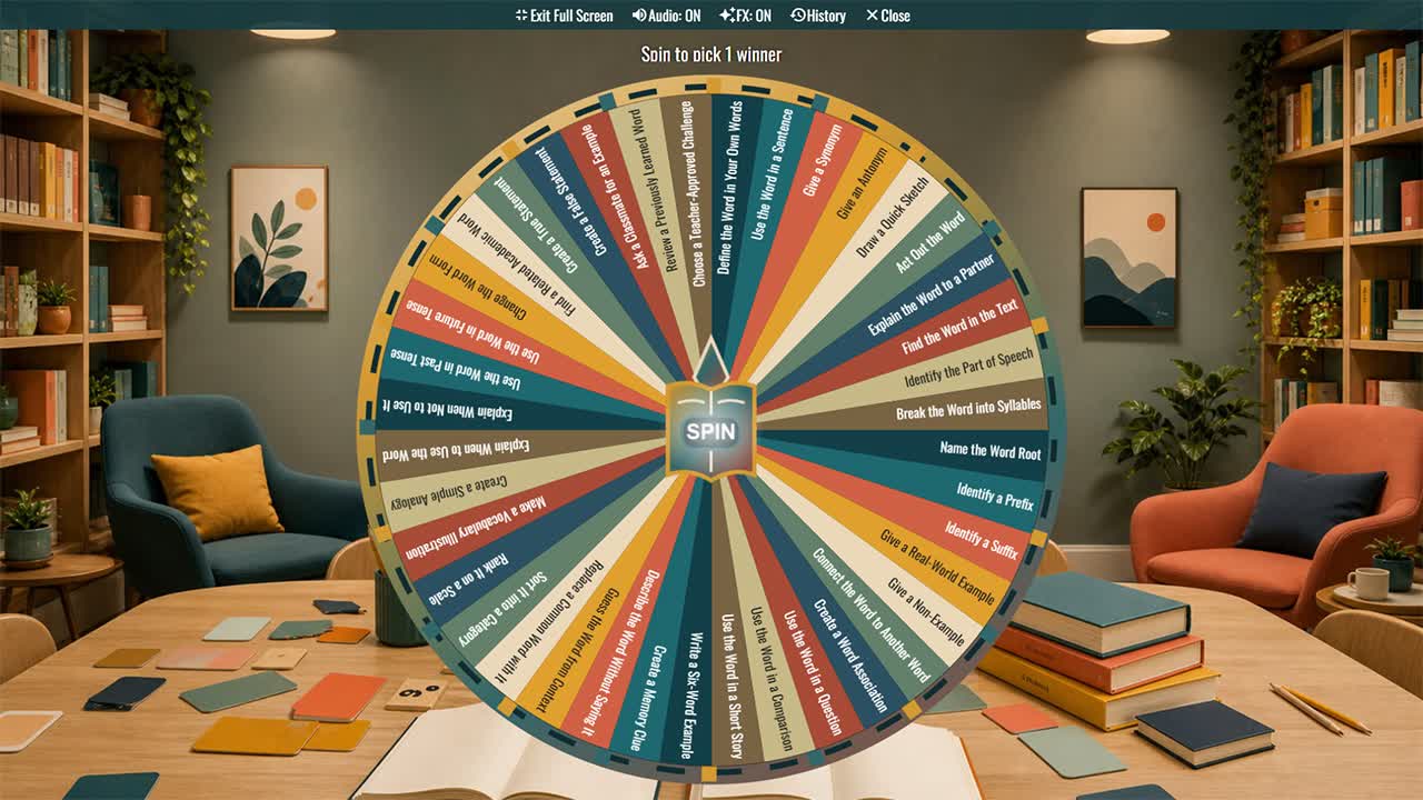 Vocabulary Practice Activity Wheel