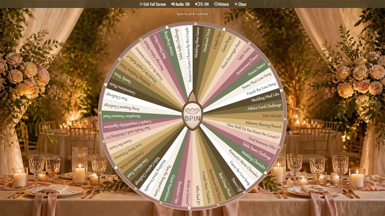Wedding Reception Game Wheel