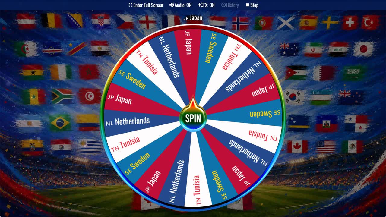 World Cup 2026 Group F Wheel