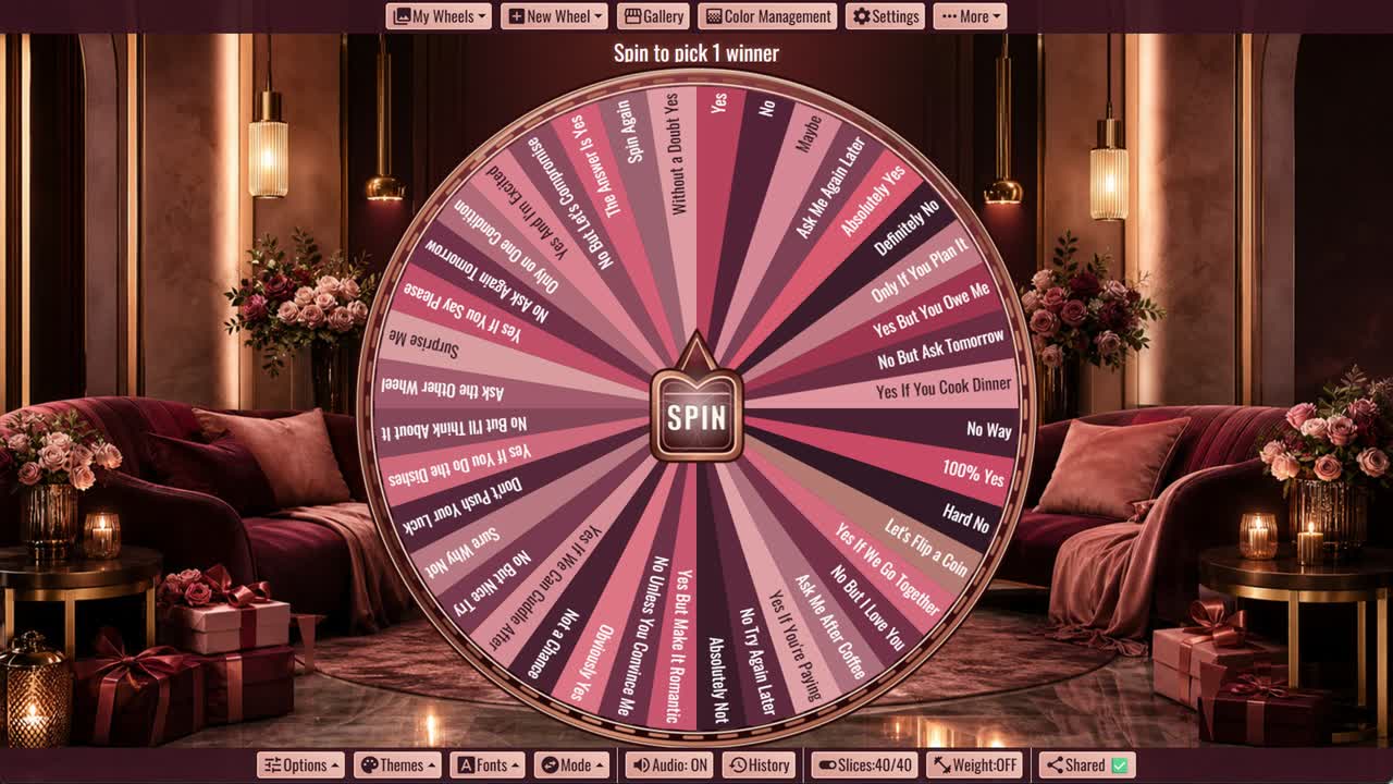 Yes or No Wheel for Couples